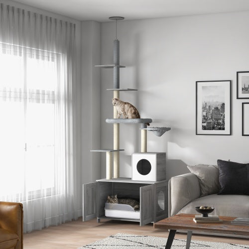 2 In 1 Cat Tree With Litter Box Enclosure 2 In 1