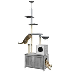 2 In 1 Cat Tree With Litter Box Enclosure 2 In 1