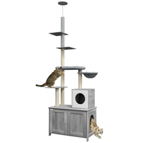2 In 1 Cat Tree With Litter Box Enclosure 2 In 1