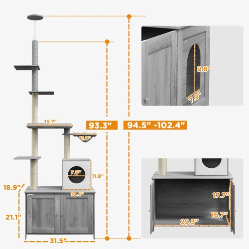 2 In 1 Cat Tree With Litter Box Enclosure 2 In 1