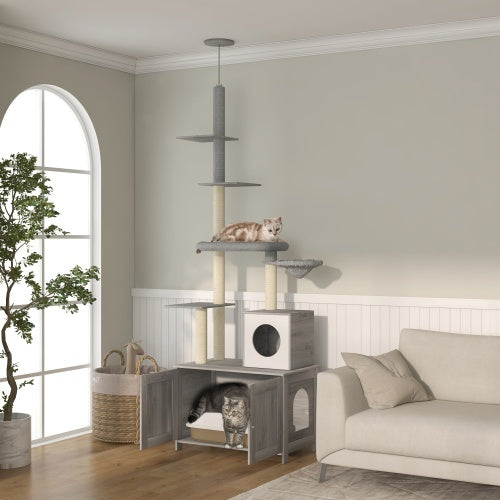 2 In 1 Cat Tree With Litter Box Enclosure 2 In 1