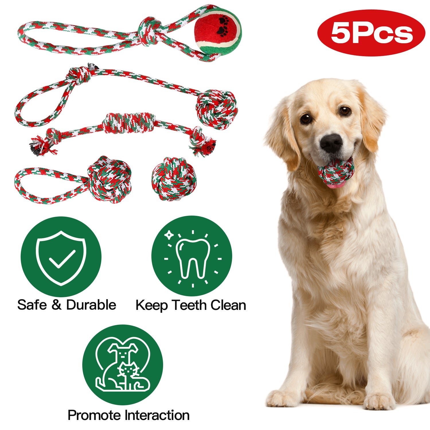 Set Of 5 Dog Rope Chew Toys
