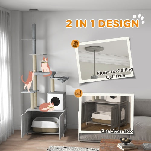 2 In 1 Cat Tree With Litter Box Enclosure 2 In 1